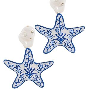 Baroque Pearl & Starfish Ceramic Earrings
